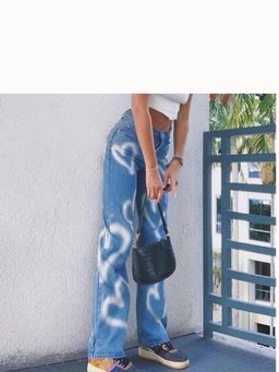 Loveable Creations By Muskan - Women Blue Denim Graphic Flared Jeans