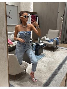 Loveable Creations By Muskan - Women Blue Denim Solid Jumpsuits