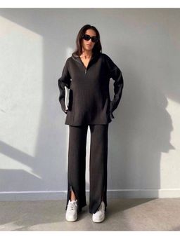 Loveable Creations By Muskan - Women Black Cotton Textured Co-Ord Set