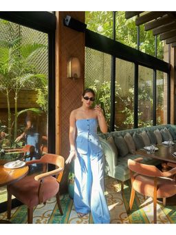 Loveable Creations By Muskan - Women Blue Cotton Solid Co-Ord Set
