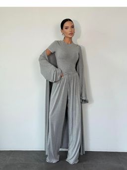 Loveable Creations By Muskan - Women Grey Cotton Solid Co-Ord Set