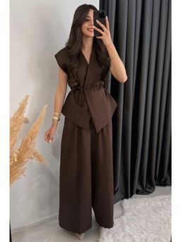 Loveable Creations By Muskan - Women Brown Polyester Solid Co-Ord Set