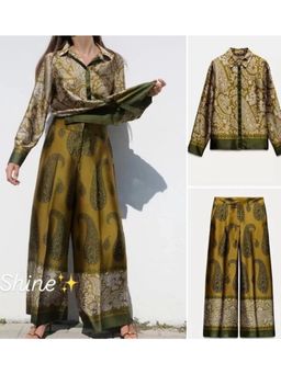 Loveable Creations By Muskan - Women Green Silk Paisley Co-ord Set