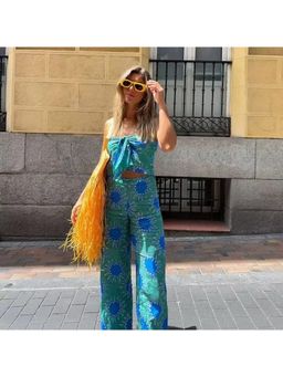 Loveable Creations By Muskan - Women Blue Cotton Abstract Co-Ord Set