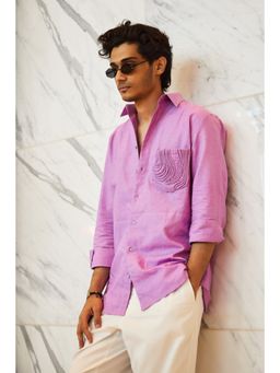 Nirmooha - Lilac Linen Shirt with Cording Pocket Detailing