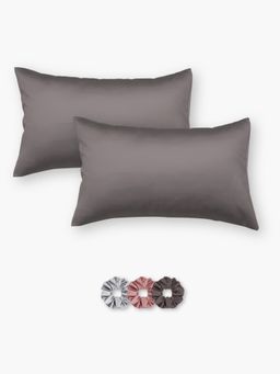 SEEVO - Metallic Grey Satin Pillow Covers - 17 x 27 Inches (Set of 2) (Free Size)