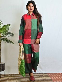 EARTHWEAR - Multicolor Hand Woven Shirt Collar Co-Ord (Set of 2)