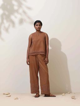 trueBrowns - Women Brown Solid Co-Ord (Set of 2)