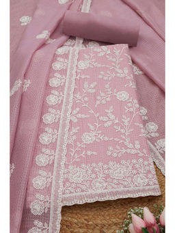 Soch - Womens Pink Kota Floral Print Unstitched Suit (Set of 3)