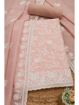 Soch - Womens Peach Kota Floral Print Unstitched Suit (Set of 3)