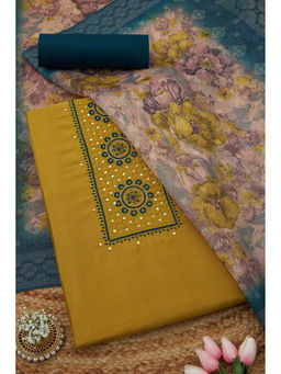 Soch - Womens Light Green Art Silk Embroidered Unstitched Suit (Set of 3)