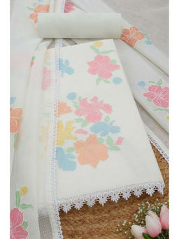 Soch - Womens Off White Kota Floral Print Unstitched Suit (Set of 3)