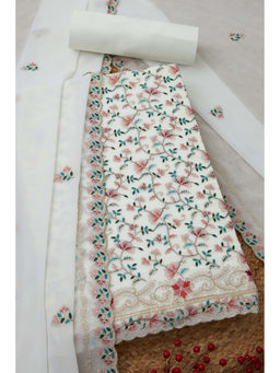 Soch - Womens Off White Georgette Embroidered Unstitched Suit (Set of 3)