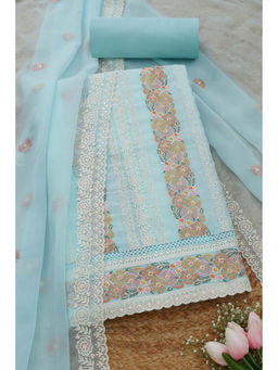 Soch - Womens Powder Blue Crinkle Chiffon Embroidered Unstitched Suit (Set of 3)