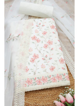 Soch - Womens Off White Crinkle Chiffon Embroidered Unstitched Suit (Set of 3)