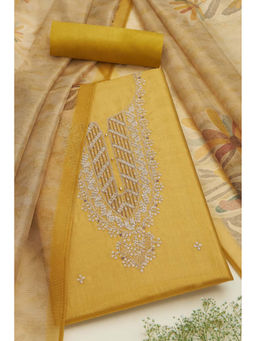 Soch - Womens Gold Tissue Shimmer Embroidered Unstitched Suit (Set of 3)