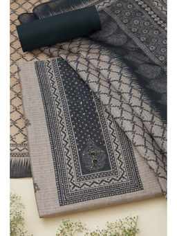 Soch - Womens Beige Tussar Ethnic Motifs Unstitched Suit (Set of 3)