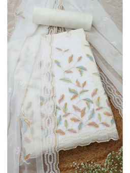 Soch - Womens Cream Organza Embroidered Unstitched Suit (Set of 3)