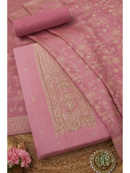 Soch - Womens Blush Pink Silk Blend Woven Design Unstitched Suit (Set of 3)