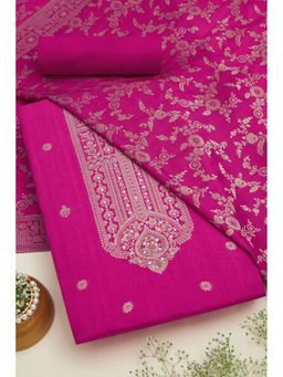 Soch - Womens Fuchsia Pink Silk Blend Woven Unstitched Suit (Set of 3)