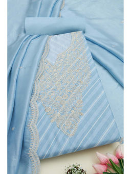 Soch - Womens Powder Blue Silk Blend Leheriya Print Unstitched Suit (Set of 3)