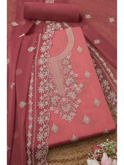 Soch - Womens Blush Pink Chiffon Embroidered Unstitched Suit (Set of 3)
