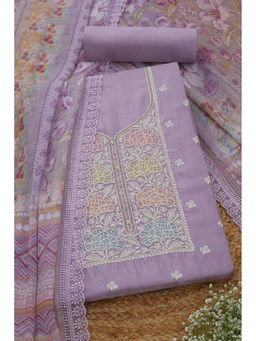 Soch - Womens Lavender Organza Embroidered Unstitched Suit (Set of 3)