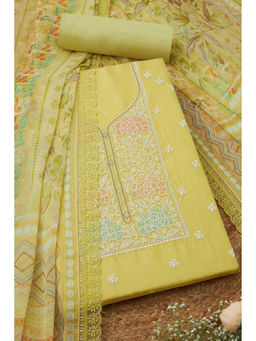 Soch - Womens Light Green Organza Embroidered Unstitched Suit (Set of 3)