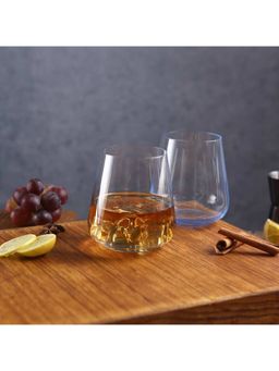 Bohemia Crystal - Siesta Blue Base Whiskey Glass Set, 400ml, Set of 6, Transparent