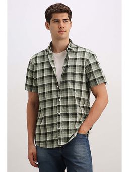 Allen Solly - Men Green Check Half Sleeves Casual Shirt