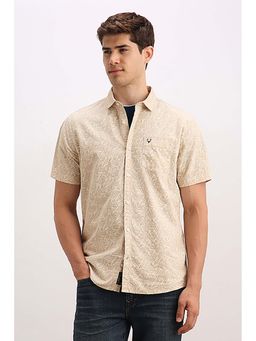 Allen Solly - Men Beige Print Half Sleeves Casual Shirt