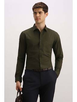 Allen Solly - Men Olive Solid Full Sleeves Formal Shirt