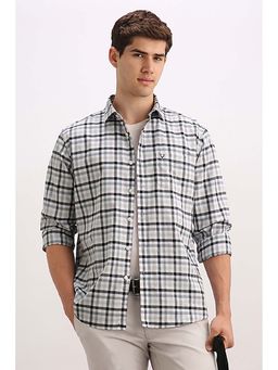 Allen Solly - Men White Regular Fit Check Full Sleeves Casual Shirt