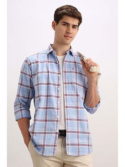 Allen Solly - Men Light Blue Regular Fit Check Full Sleeves Casual Shirt