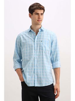 Allen Solly - Men Sky Blue Regular Fit Check Full Sleeves Casual Shirt