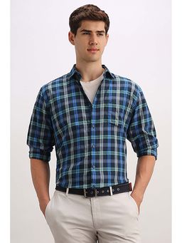 Allen Solly - Men Navy Blue Regular Fit Check Full Sleeves Casual Shirt