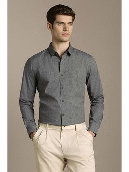 Louis Philippe - Men Grey Slim Fit Print Full Sleeves Casual Shirt