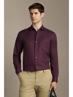 Louis Philippe - Men Purple Classic Fit Solid Full Sleeves Formal Shirt