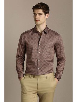 Louis Philippe - Men Brown Classic Fit Print Full Sleeves Formal Shirt