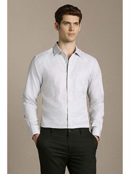 Louis Philippe - Men White Classic Fit Check Full Sleeves Formal Shirt