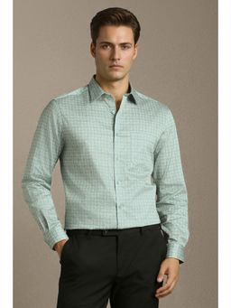Louis Philippe - Men Green Classic Fit Print Full Sleeves Formal Shirt