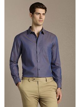 Louis Philippe - Men Purple Classic Fit Textured Full Sleeves Formal Shirt