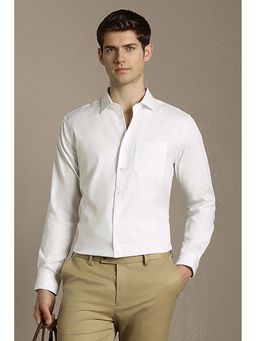 Louis Philippe - Men White Slim Fit Textured Full Sleeves Formal Shirt