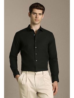 Louis Philippe - Men Black Slim Fit Solid Full Sleeves Formal Shirt