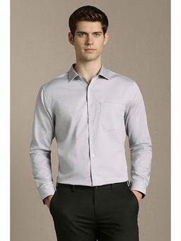 Louis Philippe - Men Grey Slim Fit Solid Full Sleeves Formal Shirt