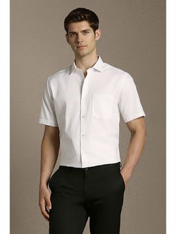 Louis Philippe - Men White Classic Fit Solid Half Sleeves Formal Shirt