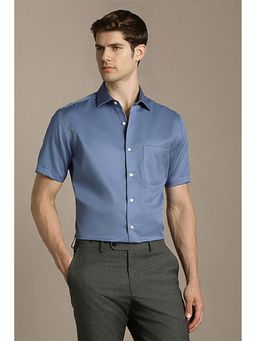 Louis Philippe - Men Blue Classic Fit Solid Half Sleeves Formal Shirt