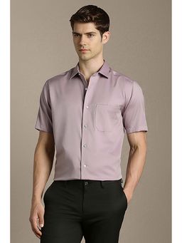 Louis Philippe - Men Mauve Classic Fit Solid Half Sleeves Formal Shirt