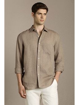 Louis Philippe - Men Brown Classic Fit Solid Full Sleeves Casual Shirt