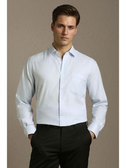Louis Philippe - Men Light Blue Classic Fit Textured Full Sleeves Formal Shirt